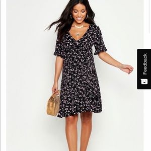Maternity Ditsy Floral V Neck Tea Dress